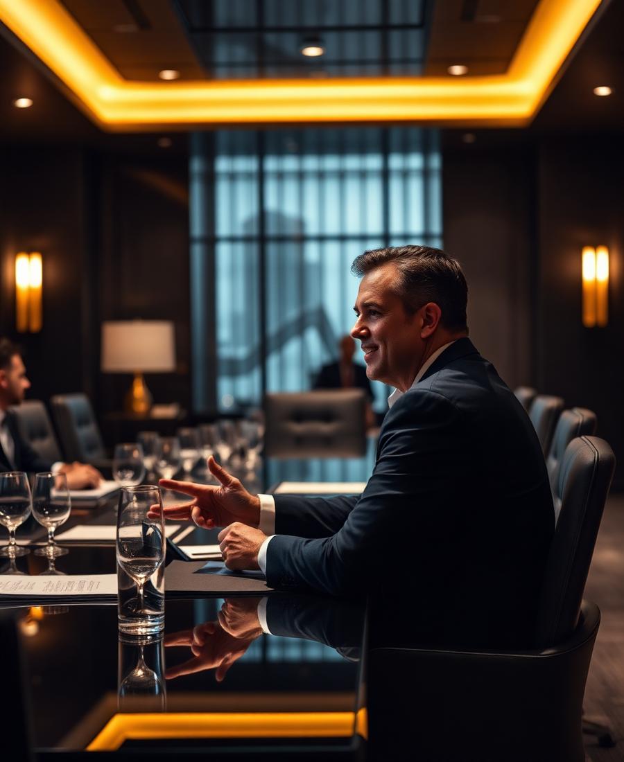 Boardroom leadership scene