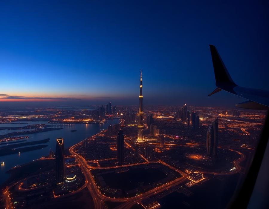 Dubai skyline seen from the air