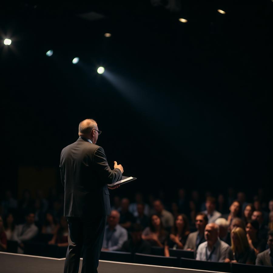 Keynote address on stage